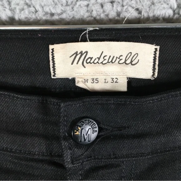 Madewell Jeans Women's Atlectic Slim Black Size 35/32 Straight Denim Pockets - Picture 3 of 12